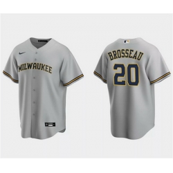 Men Milwaukee Brewers 20 Mike Brosseau Grey Cool Base Stitched Jersey