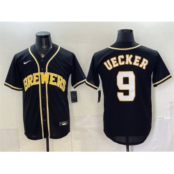 Men Milwaukee Brewers  9 Bob Uecker 2026 Fashion Replica Black Out Stitched Baseball Jersey