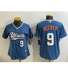 Women Milwaukee Brewers 9 Bob Uecker Mineral Blue 2026 City Connect Stadium Stitched Baseball Jersey Women Milwaukee Brewers 9 Bob Uecker Mineral Blue 2026 City Connect Stadium Stitched Baseball Jersey