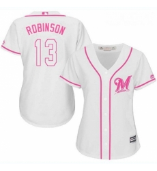 Womens Majestic Milwaukee Brewers 13 Glenn Robinson Authentic White Fashion Cool Base MLB Jersey Womens Majestic Milwaukee Brewers 13 Glenn Robinson Authentic White Fashion Cool Base MLB Jersey