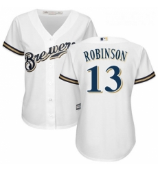 Womens Majestic Milwaukee Brewers 13 Glenn Robinson Authentic White Home Cool Base MLB Jersey Womens Majestic Milwaukee Brewers 13 Glenn Robinson Authentic White Home Cool Base MLB Jersey