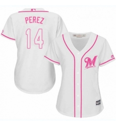 Womens Majestic Milwaukee Brewers 14 Hernan Perez Authentic White Fashion Cool Base MLB Jersey Womens Majestic Milwaukee Brewers 14 Hernan Perez Authentic White Fashion Cool Base MLB Jersey