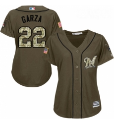 Womens Majestic Milwaukee Brewers 22 Matt Garza Authentic Green Salute to Service MLB Jersey Womens Majestic Milwaukee Brewers 22 Matt Garza Authentic Green Salute to Service MLB Jersey