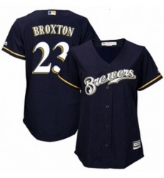 Womens Majestic Milwaukee Brewers 23 Keon Broxton Authentic White Alternate Cool Base MLB Jersey Womens Majestic Milwaukee Brewers 23 Keon Broxton Authentic White Alternate Cool Base MLB Jersey