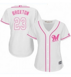 Womens Majestic Milwaukee Brewers 23 Keon Broxton Authentic White Fashion Cool Base MLB Jersey Womens Majestic Milwaukee Brewers 23 Keon Broxton Authentic White Fashion Cool Base MLB Jersey