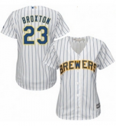 Womens Majestic Milwaukee Brewers 23 Keon Broxton Authentic White Home Cool Base MLB Jersey Womens Majestic Milwaukee Brewers 23 Keon Broxton Authentic White Home Cool Base MLB Jersey