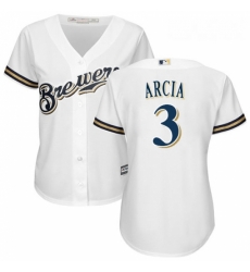 Womens Majestic Milwaukee Brewers 3 Orlando Arcia Authentic White Home Cool Base MLB Jersey Womens Majestic Milwaukee Brewers 3 Orlando Arcia Authentic White Home Cool Base MLB Jersey