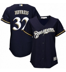 Womens Majestic Milwaukee Brewers 32 Jeremy Jeffress Authentic Navy Blue Alternate Cool Base MLB Jersey Womens Majestic Milwaukee Brewers 32 Jeremy Jeffress Authentic Navy Blue Alternate Cool Base MLB Jersey