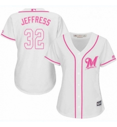 Womens Majestic Milwaukee Brewers 32 Jeremy Jeffress Authentic White Fashion Cool Base MLB Jersey Womens Majestic Milwaukee Brewers 32 Jeremy Jeffress Authentic White Fashion Cool Base MLB Jersey