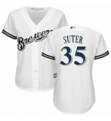 Womens Majestic Milwaukee Brewers 35 Brent Suter Replica Navy Blue Alternate Cool Base MLB Jersey Womens Majestic Milwaukee Brewers 35 Brent Suter Replica Navy Blue Alternate Cool Base MLB Jersey