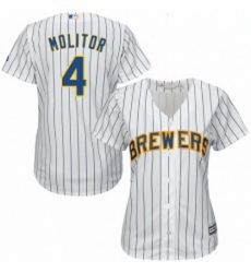 Womens Majestic Milwaukee Brewers 4 Paul Molitor Authentic White Alternate Cool Base MLB Jersey Womens Majestic Milwaukee Brewers 4 Paul Molitor Authentic White Alternate Cool Base MLB Jersey