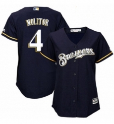 Womens Majestic Milwaukee Brewers 4 Paul Molitor Replica Navy Blue Alternate Cool Base MLB Jersey Womens Majestic Milwaukee Brewers 4 Paul Molitor Replica Navy Blue Alternate Cool Base MLB Jersey