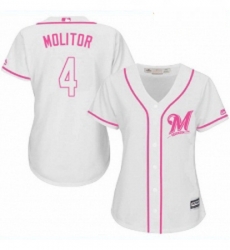 Womens Majestic Milwaukee Brewers 4 Paul Molitor Replica White Fashion Cool Base MLB Jersey Womens Majestic Milwaukee Brewers 4 Paul Molitor Replica White Fashion Cool Base MLB Jersey