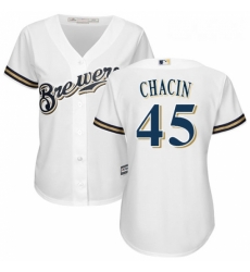 Womens Majestic Milwaukee Brewers 45 Jhoulys Chacin Authentic White Home Cool Base MLB Jersey Womens Majestic Milwaukee Brewers 45 Jhoulys Chacin Authentic White Home Cool Base MLB Jersey