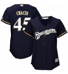 Womens Majestic Milwaukee Brewers 45 Jhoulys Chacin Replica Navy Blue Alternate Cool Base MLB Jersey Womens Majestic Milwaukee Brewers 45 Jhoulys Chacin Replica Navy Blue Alternate Cool Base MLB Jersey