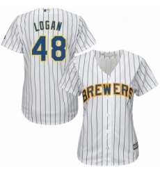 Womens Majestic Milwaukee Brewers 48 Boone Logan Authentic White Home Cool Base MLB Jersey Womens Majestic Milwaukee Brewers 48 Boone Logan Authentic White Home Cool Base MLB Jersey