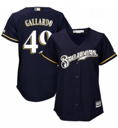 Womens Majestic Milwaukee Brewers 49 Yovani Gallardo Authentic Navy Blue Alternate Cool Base MLB Jersey Womens Majestic Milwaukee Brewers 49 Yovani Gallardo Authentic Navy Blue Alternate Cool Base MLB Jersey