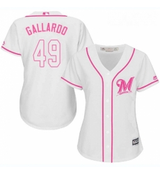 Womens Majestic Milwaukee Brewers 49 Yovani Gallardo Replica White Fashion Cool Base MLB Jersey Womens Majestic Milwaukee Brewers 49 Yovani Gallardo Replica White Fashion Cool Base MLB Jersey