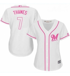 Womens Majestic Milwaukee Brewers 7 Eric Thames Authentic White Fashion Cool Base MLB Jersey Womens Majestic Milwaukee Brewers 7 Eric Thames Authentic White Fashion Cool Base MLB Jersey