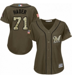 Womens Majestic Milwaukee Brewers 71 Josh Hader Authentic Green Salute to Service MLB Jersey Womens Majestic Milwaukee Brewers 71 Josh Hader Authentic Green Salute to Service MLB Jersey