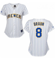 Womens Majestic Milwaukee Brewers 8 Ryan Braun Replica WhiteBlue Strip MLB Jersey Womens Majestic Milwaukee Brewers 8 Ryan Braun Replica WhiteBlue Strip MLB Jersey