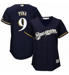 Womens Majestic Milwaukee Brewers 9 Manny Pina Replica White Alternate Cool Base MLB Jersey Womens Majestic Milwaukee Brewers 9 Manny Pina Replica White Alternate Cool Base MLB Jersey