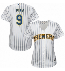 Womens Majestic Milwaukee Brewers 9 Manny Pina Replica White Home Cool Base MLB Jersey Womens Majestic Milwaukee Brewers 9 Manny Pina Replica White Home Cool Base MLB Jersey