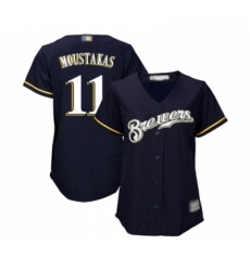 Womens Milwaukee Brewers 11 Mike Moustakas Replica Navy Blue Alternate Cool Base Baseball Jersey Womens Milwaukee Brewers 11 Mike Moustakas Replica Navy Blue Alternate Cool Base Baseball Jersey
