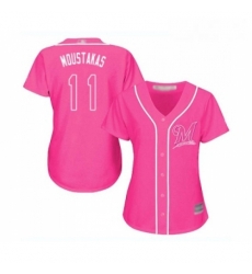 Womens Milwaukee Brewers 11 Mike Moustakas Replica Pink Fashion Cool Base Baseball Jersey Womens Milwaukee Brewers 11 Mike Moustakas Replica Pink Fashion Cool Base Baseball Jersey