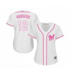 Womens Milwaukee Brewers 12 Aaron Rodgers Replica White Fashion Cool Base Baseball Jersey Womens Milwaukee Brewers 12 Aaron Rodgers Replica White Fashion Cool Base Baseball Jersey