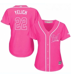 Womens Milwaukee Brewers 22 Christian Yelich Pink Fashion Stitched MLB Jersey Womens Milwaukee Brewers 22 Christian Yelich Pink Fashion Stitched MLB Jersey