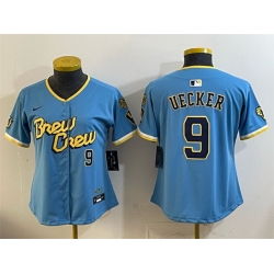 Youth Milwaukee Brewers  9 Bob Uecker Powder Blue City Connect Stitched Jersey