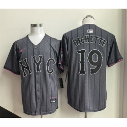 Men New York Mets  19 Bo Bichette Grey City Connect Stitched Baseball Jersey