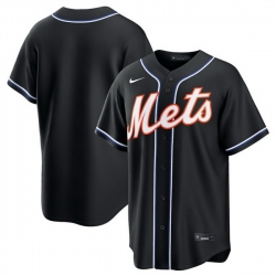 Men New York Mets Blank 2026 Fashion Replica Black Out Stitched Baseball Jersey