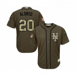 Youth New York Mets 20 Pete Alonso Authentic Green Salute to Service Baseball Jersey 