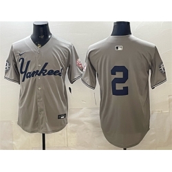Men New York Yankees  2 Derek Jeter Grey With Patch Limited Stitched Baseball Jersey