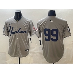 Men New York Yankees  99 Aaron Judge Grey With Patch Limited Stitched Baseball Jersey