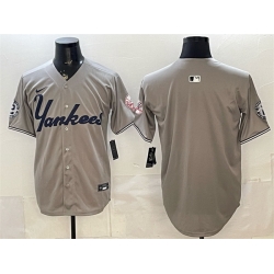 Men New York Yankees Blank Grey With Patch Limited Stitched Baseball Jersey