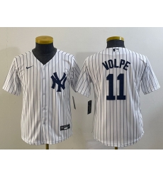 Youth New York Yankees 11 Anthony Volpe White Cool Base Stitched Baseball Jersey Youth New York Yankees 11 Anthony Volpe White Cool Base Stitched Baseball Jersey