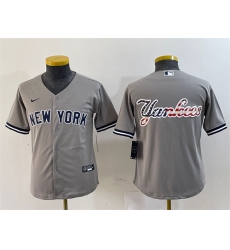 Youth New York Yankees Gray Team Big Logo Cool Base Stitched Baseball Jersey 1 Youth New York Yankees Gray Team Big Logo Cool Base Stitched Baseball Jersey 1