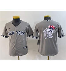 Youth New York Yankees Gray Team Big Logo Cool Base Stitched Baseball Jersey 4 Youth New York Yankees Gray Team Big Logo Cool Base Stitched Baseball Jersey 4