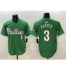 Men Philadelphia Phillies  3 Bryce Harper Green Limited Stitched Jersey