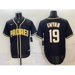 Men San Diego Padres  19 Tony Gwynn 2026 Fashion Replica Black Out Stitched Baseball Jersey