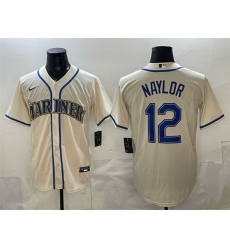 Men Seattle Mariners 12 Josh Naylor Cream Alternate Stitched Baseball Jersey Men Seattle Mariners 12 Josh Naylor Cream Alternate Stitched Baseball Jersey