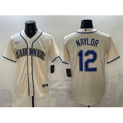 Men Seattle Mariners  12 Josh Naylor Cream Alternate Stitched Baseball Jersey