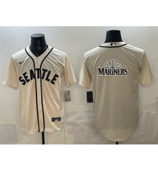 Men Seattle Mariners Team Big Logo Cream Alternate Stitched Baseball Jersey