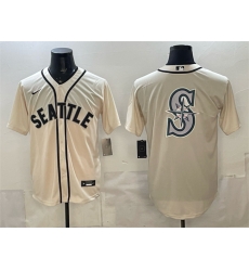 Men Seattle Mariners Team Big Logo Cream Alternate Stitched Baseball Jerseys Men Seattle Mariners Team Big Logo Cream Alternate Stitched Baseball Jerseys