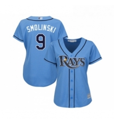 Womens Tampa Bay Rays 9 Jake Smolinski Replica Light Blue Alternate 2 Cool Base Baseball Jersey Womens Tampa Bay Rays 9 Jake Smolinski Replica Light Blue Alternate 2 Cool Base Baseball Jersey