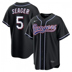 Men Texas Rangers  5 Corey Seager 2026 Fashion Replica Black Out Stitched Baseball Jersey