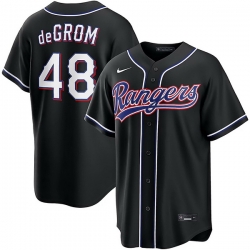 Nike Men Texas Rangers  48 Jacob Degrom 2026 Black Out Fashion Jersey